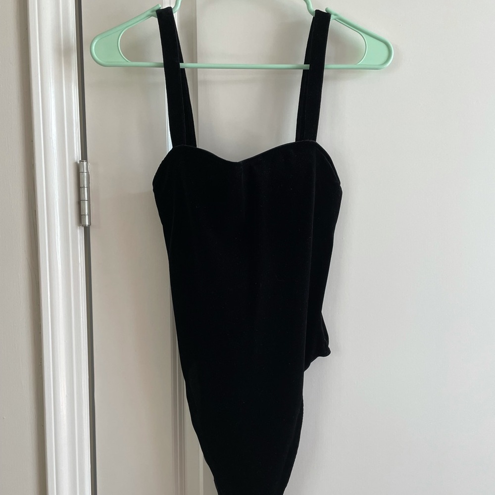 Black Good American velvet bodysuit